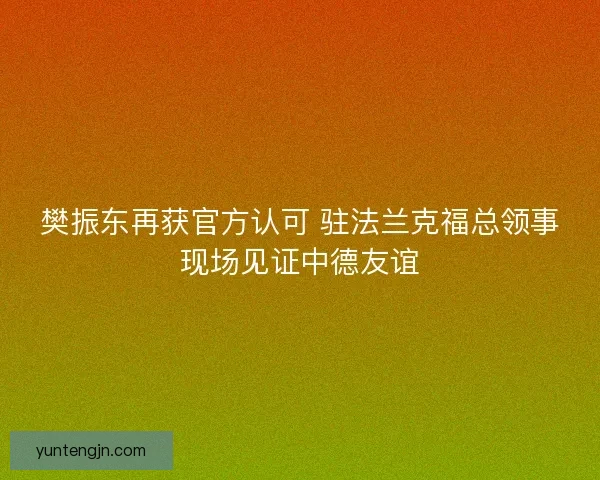 樊振东再获官方认可 驻法兰克福总领事现场见证中德友谊